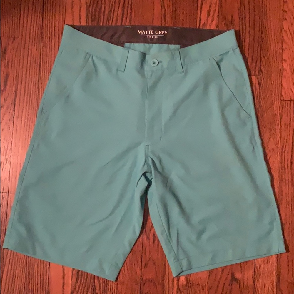 Matte Grey Golf Shorts (30) - Teal